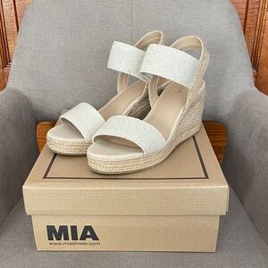 MIA Women's Cream Espadrille Wedges